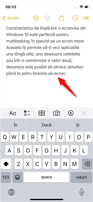 Elementul din clipboard a fost lipit