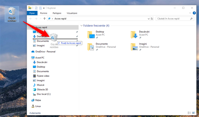 FixeazÄƒ CoÈ™ul de reciclare la File Explorer Ã®n Windows 10