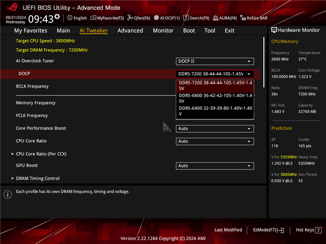 Profiluri de overclocking pentru Kingston Fury Renegade DDR5-7200