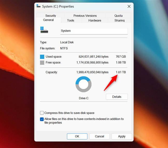 Capacitatea SSD-ului Ã®n Windows 11