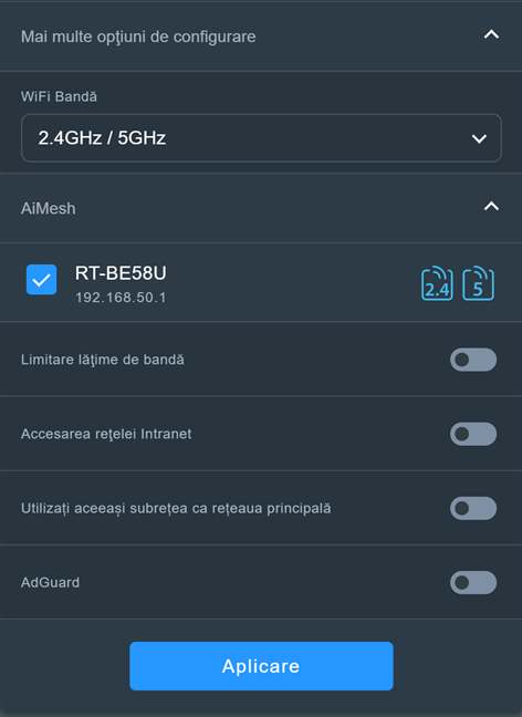 ConfigureazÄƒ Wi-Fi pentru vizitatori È™i apasÄƒ pe Aplicare