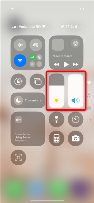 GliseazÄƒ Ã®n sus sau Ã®n jos pentru a creÈ™te sau a reduce luminozitatea È™i nivelul sunetului