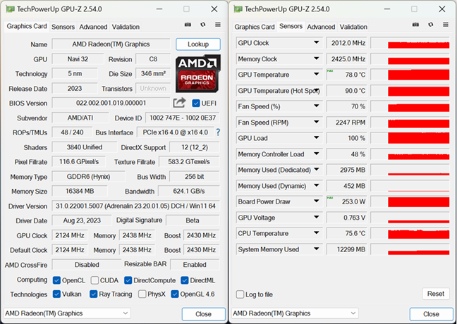 SpecificaÈ›ii tehnice pentru AMD Radeon RX 7800 XT