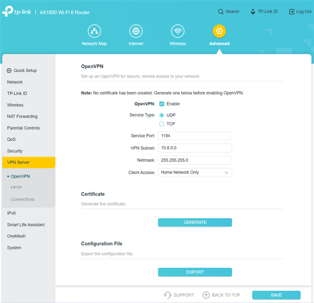 TP-Link Archer AX23 poate funcÈ›iona È™i ca server VPN