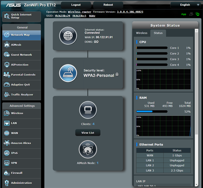 ASUS ZenWiFi Pro ET12 este dotat cu un SoC de la Broadcom cu patru nuclee