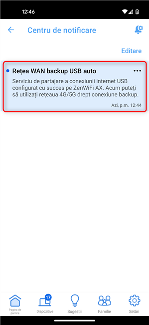 ReÈ›eaua WAN backup USB auto este activatÄƒ È™i folositÄƒ