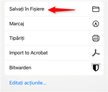 OpÈ›iunea SalvaÈ›i Ã®n FiÈ™iere de pe iPhone