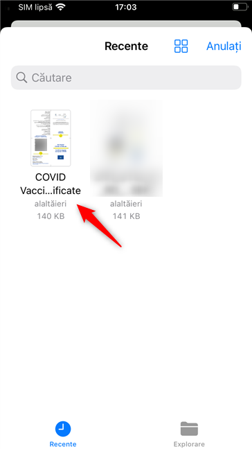 GÄƒseÈ™te fiÈ™ierul cu certificatul COVID de pe iPhone