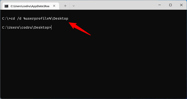 Cum schimbi directorul din CMD Ã®n desktop