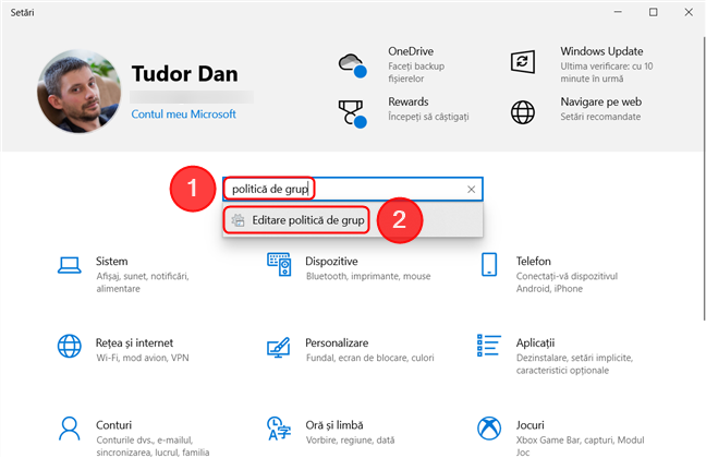 PorneÈ™te Editorul de Politici de Grup Local din SetÄƒri Ã®n Windows 10