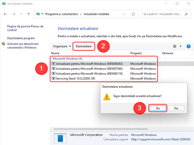 DezinstaleazÄƒ o actualizare Ã®n Safe mode (Mod de siguranÈ›Äƒ) Ã®n Windows 11