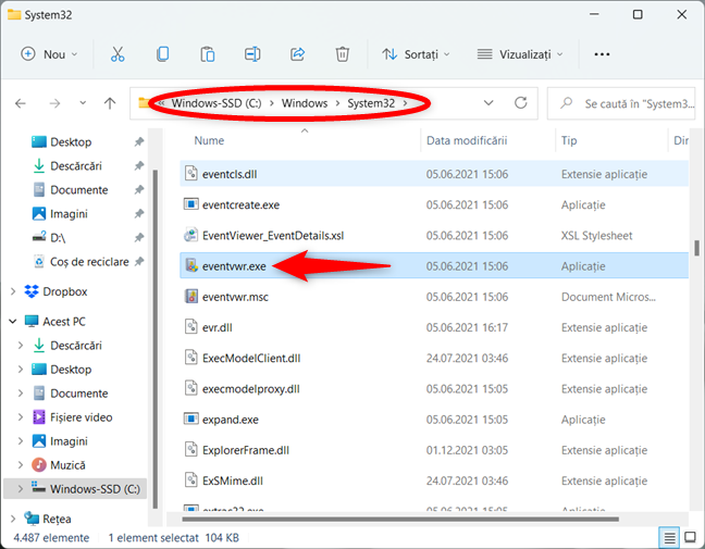 FoloseÈ™te fiÈ™ierul eventvwr.exe pentru a porni Event Viewer Ã®n Windows 10 È™i Windows 11