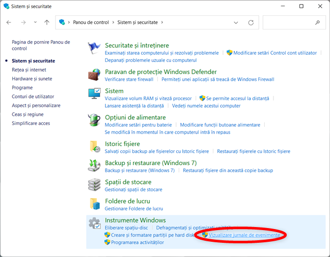 ApasÄƒ pe link pentru a accesa Event Viewer Ã®n Windows 11