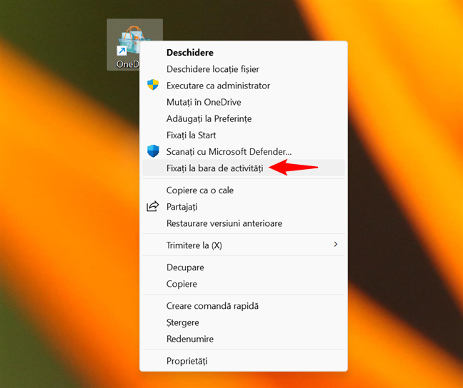 Alege FixaÈ›i la bara de activitÄƒÈ›i din meniu