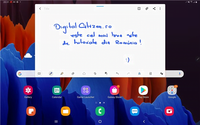 Scris de mÃ¢nÄƒ pe Samsung Galaxy Tab S7+ cu S Pen