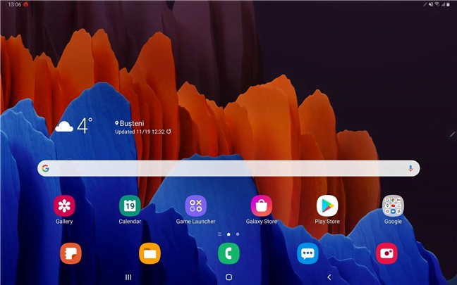 Ecranul de pornire al Samsung Galaxy Tab S7+