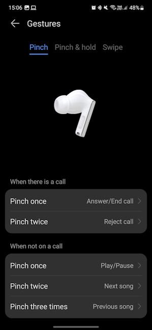 Gesturile acceptate de HUAWEI FreeBuds Pro 3