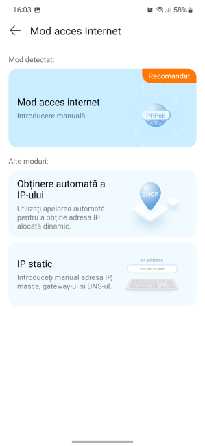 ApasÄƒ pe Mod access internet