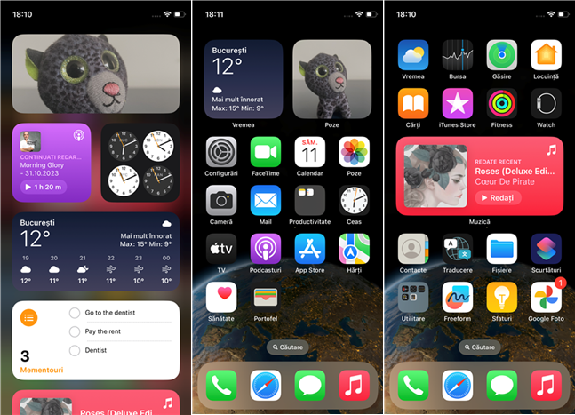 Widgeturi pe un iPhone