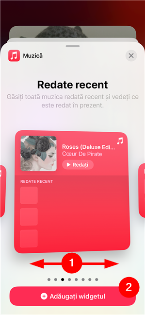 Alege dimensiunea widgetului È™i apasÄƒ pe AdÄƒugaÈ›i widgetul