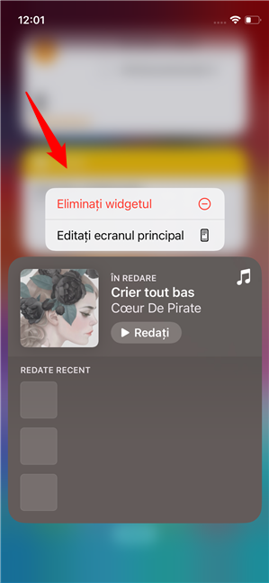 Deschide meniul unui widget interactiv Ã®n iOS 17