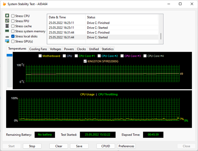 Temperaturile atinse de SSD-ul Kingston Fury Renegade