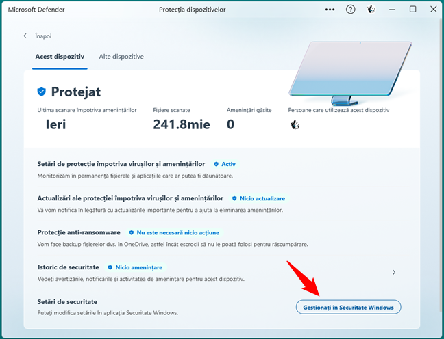 GestionaÈ›i Ã®n Securitate Windows