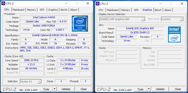 Tableta are un procesor vechi Intel Celeron