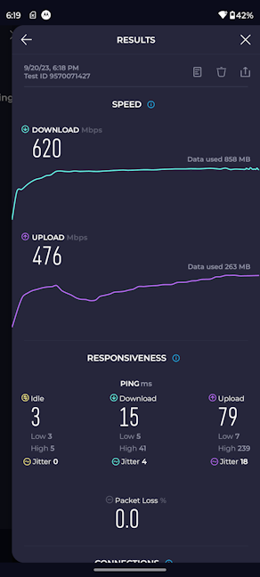 Motorola Edge 40 Neo - Rezultate Ã®n SpeedTest pe Wi-Fi 6