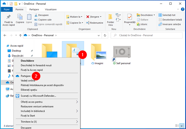 PartajeazÄƒ un element din OneDrive pentru Windows 10