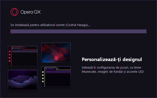 Instalarea browserului Opera GX