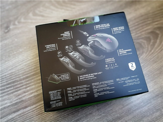 Razer Naga Pro: Spatele cutiei