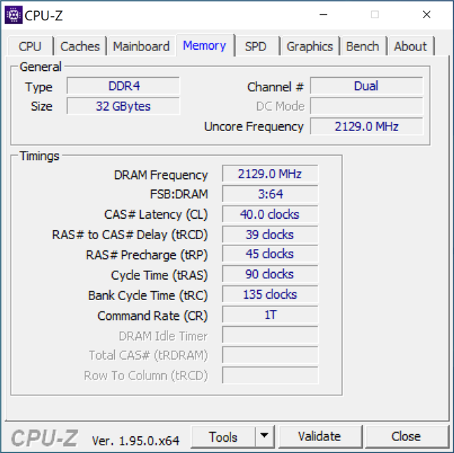 Detalii despre RAM afiÈ™ate de CPU-Z