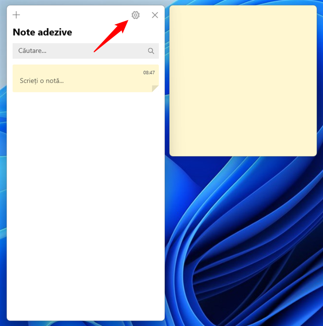 AcceseazÄƒ SetÄƒrile pentru Note adezive Ã®n Windows 11