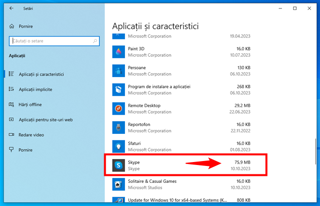 Cum vezi dimensiunea unei aplicaÈ›ii Ã®n Windows 10