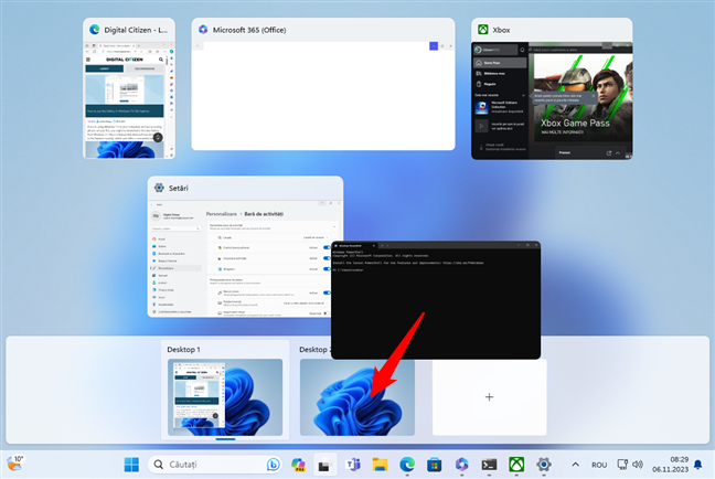 UtilizeazÄƒ Vizualizare activitate pentru a muta o aplicaÈ›ie pe alt desktop virtual