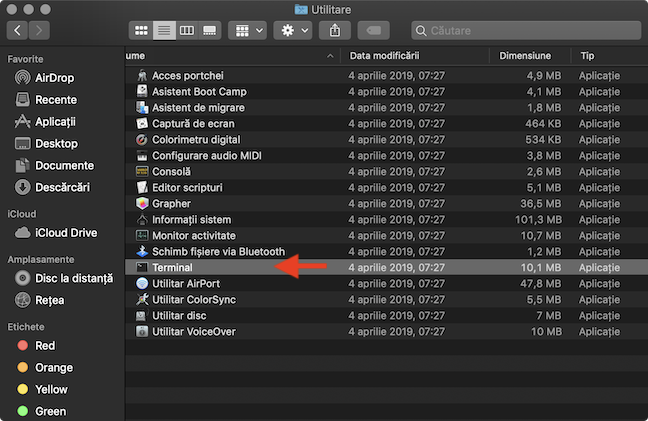 AplicaÈ›ia Terminal Ã®n dosarul Utilitare