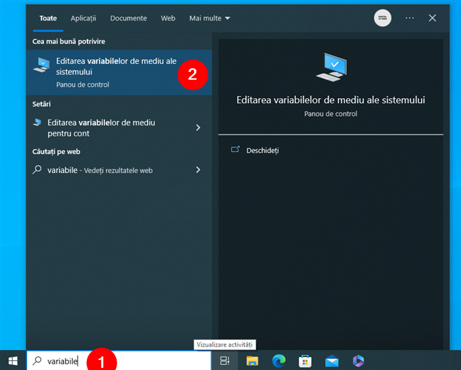 Cum deschizi Variabilele de mediu Ã®n Windows 10