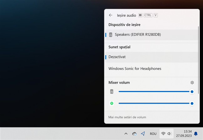 Panoul Volum din bara de sistem primeÈ™te noi opÈ›iuni de control