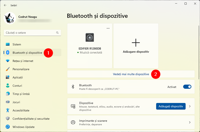 VedeÈ›i mai multe dispozitive Ã®n Bluetooth È™i dispozitive