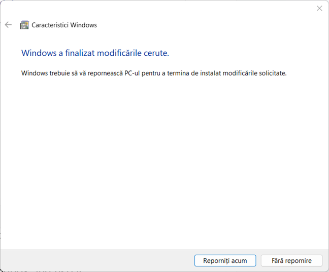 CÃ¢nd Windows a terminat instalarea, apasÄƒ pe ReporniÈ›i acum
