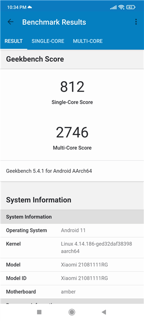 Rezultatele lui Xiaomi 11T Ã®n Geekbench 5